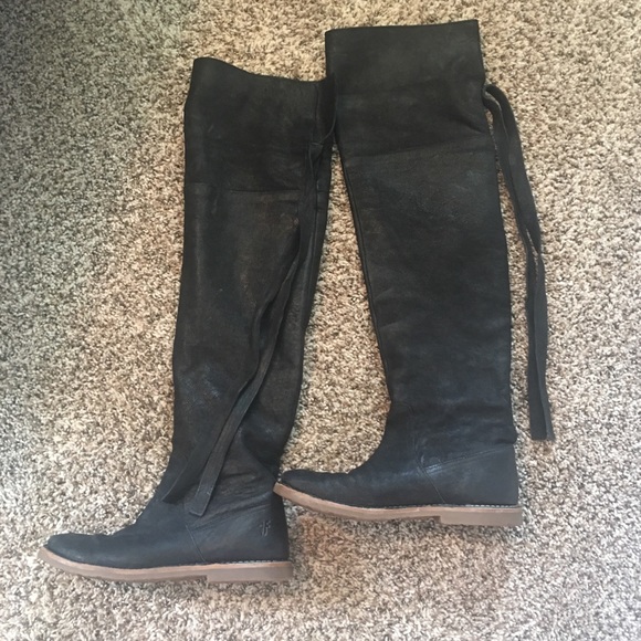 Frye Shoes - Over the Knee Black Frye Boots